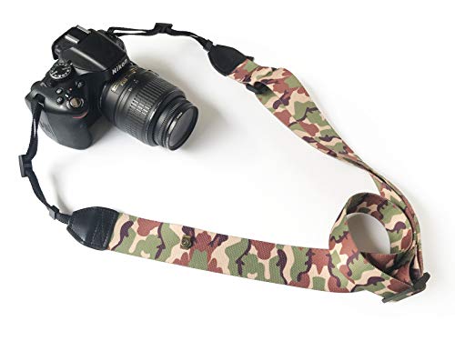 Alled Camera Strap, Vintage Soft Camera Adjustable Neck Shoulder Belt Straps Leather for Women/Men, Camouflage Camera Strap
