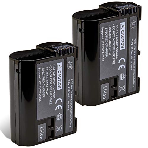BM Premium 2 Pack of EN-EL15B Batteries for Nikon Z6, Z7, D780, D850, D7500, 1 V1, D500, D600, D610, D750, D800, D800E, D810,