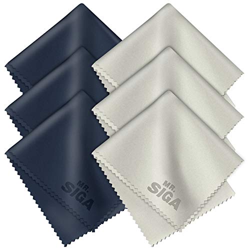 MR.SIGA Premium Microfiber Cleaning Cloths for Lens, Eyeglasses, Screens, Tablets, Glasses, 6 Pack, 6 x 7 inches (15 x 18 cm)