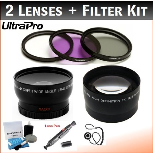 UltraPro 40.5mm Deluxe Lens Kit, Includes 2x Telephoto Lens + 0.45x HD Wide Angle Lens w/Macro + 3-piece Filter Kit (UV, CPL,