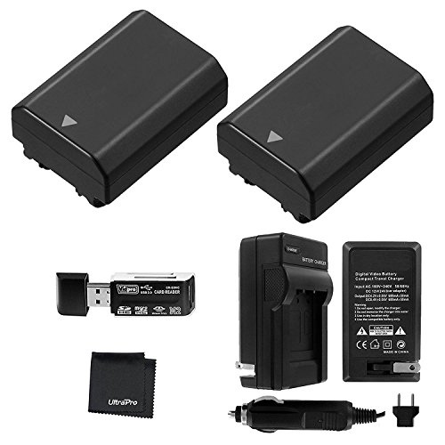 UltraPro 2-Pack NP-FZ100 Replacement Batteries with Charger for Sony NP-FZ100, BC-QZ1 and Sony Alpha 9, Sony A9, Sony Alpha