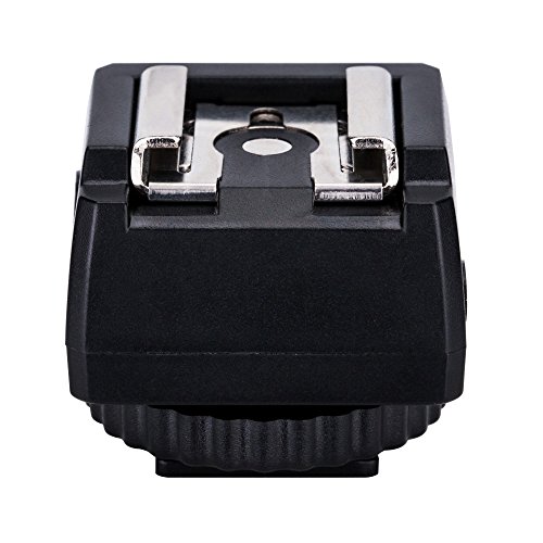 JJC Standard Hot Shoe Adapter with Extra PC sync Connection Port & 3.5mm Mini Phone Connection Port for Connecting Cameras to