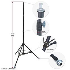 LINCO Lincostore Linco Zenith 9 feet Heavy Duty Light Stand with Casters for Photography Studio Lighting Kit 8909HC - Extra