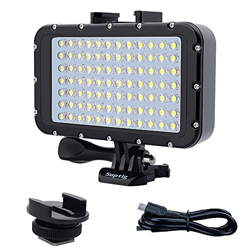Suptig Underwater Lights Dive Light 84 LED High Power Dimmable Waterproof LED Video Light Waterproof 164ft(50m) for Gopro