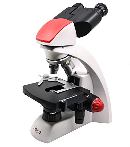 EISCO Premium Advanced Binocular Microscope, 360 Degree Rotatable Head, Color Coded DIN Objectives, Fine Adjustment Knobs (0.002mm