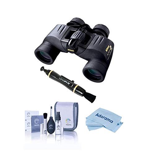 Nikon 7x35 Action EX Extreme, Water Proof Porro Prism Binocular with 9.3 Degree Angle of View, Black, U.S.A. - Bundle with