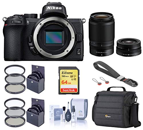 Nikon Z 50 DX-Format Mirrorless Camera Body with NIKKOR 16-50mm f/3.5-6.3 and 50-250mm F/4.5-6.3 VR Lens, Basic Bundle with