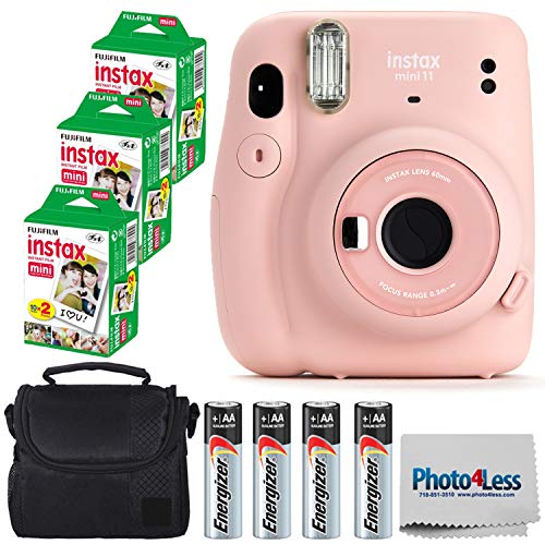 Fujifilm Instax Mini 11 Instant Camera - Blush Pink (16654774) + 3 Packs Fujifilm Instax Mini Twin Pack Instant Film