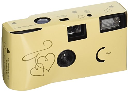 WeddingStar Disposable Camera with Flash - Gold Enchanted Hearts