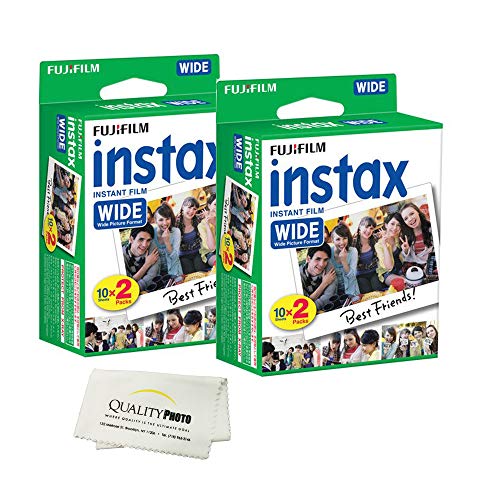 Fujifilm instax Wide Instant Film for Fujifilm instax Wide 300, 200, and 210 cameras w/ Microfiber Cloth by Quality Photo (40
