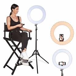 inkeltech ring light - 18 inch 60 w dimmable led ring light kit with stand - adjustable 3000-6000 k color temperature lightin