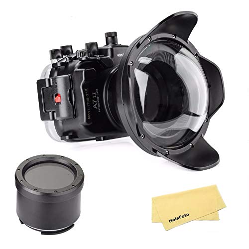 HolaFoto Meikon Underwater Camera Housing Case w/Wide Angle Lens Kit, 40M/130FT Waterproof Housing for Sony A7 II A7R II A7S II