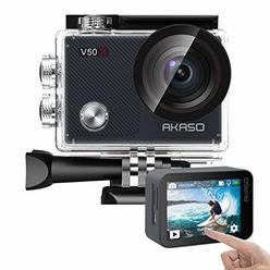 AKASO V50X Native 4K30fps WiFi Action Camera with EIS Touch Screen 4X Zoom Web Camera 131 feet Waterproof Camera Support