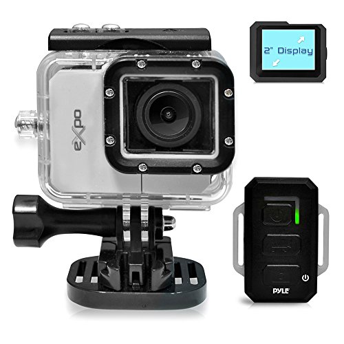 Pyle Expo Sports Action Camera - HD 1080P Mini Hi-Res Camcorder w/ Wifi, 20MP Cam, 2" Screen USB SD Card HDMI, Battery -