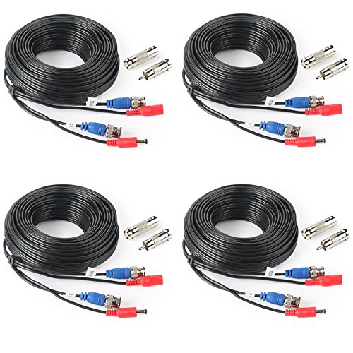 SHD 4Pack 33Feet BNC Vedio Power Cable Pre-Made Al-in-One Camera Video BNC Cable Wire Cord for Surveillance CCTV Security