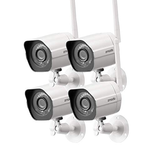 Zmodo 1080p Full HD Outdoor Wireless Security Camera System, 4 Pack Smart Home Indoor Outdoor WiFi IP Cameras with Night
