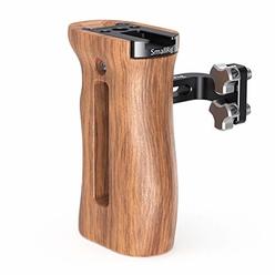 SMALLRIG Side Wooden Handle Grip for DSLR Camera Cage w/Cold Shoe Mount, Threaded Holes, Direction Changeable - 2093