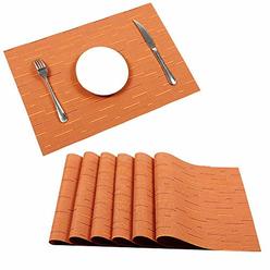 U'Artlines Placemats, Heat-Resistant Placemats Stain Resistant Anti-Skid Washable PVC Table Mats Woven Vinyl Placemats, Set