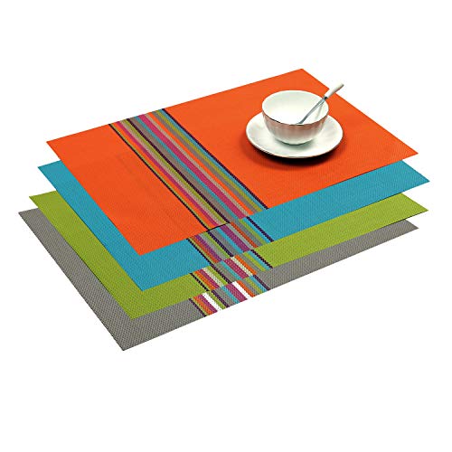 SHACOS Exquisite PVC Placemats Set of 4 Woven Vinyl Place Mats for Dining Table Heat Resistant Table Mats (4, Multicolor)