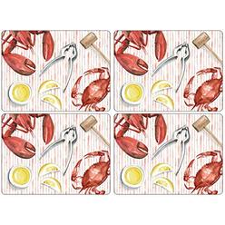 Pimpernel Summer Feast Collection Placemats | Set of 4 | Heat Resistant Mats | Cork-Backed Board | Hard Placemat Set for Dining 