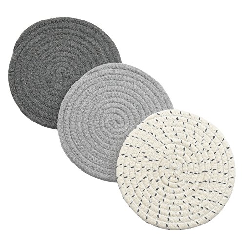 Jennice House Potholders Set Trivets Set 100% Pure Cotton Thread Weave Hot Pot Holders Set (Set of 3) Stylish Coasters, Hot Pads, Hot