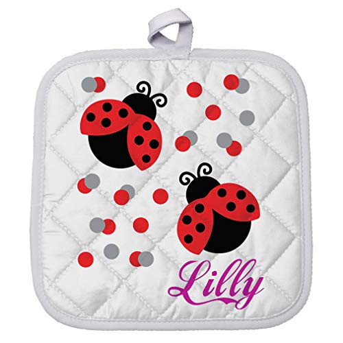 Style in Print Personalized Custom Text Two Cute Ladybugs Polyester Pot Holder Trivets