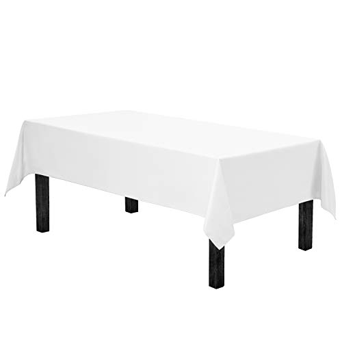 Gee Di Moda Rectangle Tablecloth - 60 x 84 Inch - White Rectangular Table Cloth for 5 Foot Table in Washable Polyester -