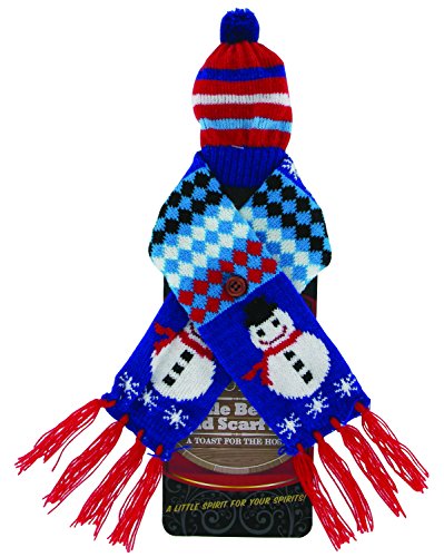 Bundle Up Snowman Design Beanie and Scarf Bottle Cozy
