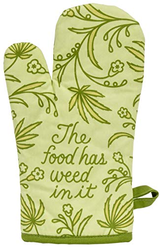Blue Q Oven Mitt, The Food Has Weed in It, Super-Insulated Quilting, Natural-Fitting Shape, 100% Cotton