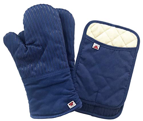 Big Red House Oven Mitts and Pot Holders Sets, with The Heat Resistance of Silicone and Flexibility of Cotton, Recycled