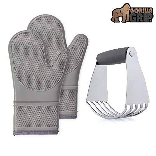 Gorilla Grip Silicone Oven Mitt Set and Pastry Dough Blender, Both