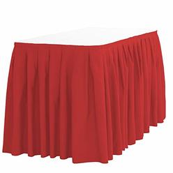 LinenTablecloth 21 ft. Accordion Pleat Polyester Table Skirt Red