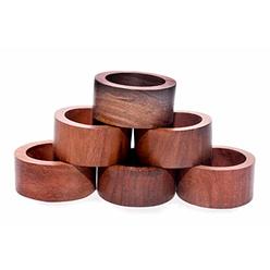 Nirvana Class Handmade Wood Napkin Ring Set with 6 Napkin Rings - Artisan Crafted in India