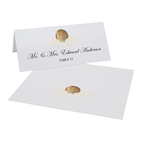 Documents and Designs Scallop Seashell Flourish Printable Place Cards, Set of 60 (10 Sheets), Laser & Inkjet Printers - Perfect for Wedding,
