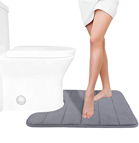 Yimobra Memory Foam Toilet Bath Mat U-Shaped, Soft and