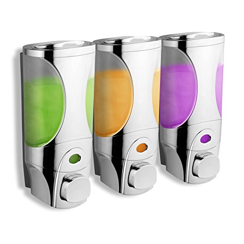 Hotel Spa Curves Luxury Soap/Shampoo/Lotion Modular-Design Shower Dispenser System (Pack of 3)
