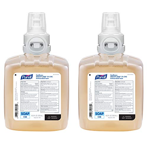 PURELL Healthcare Healthy SOAP 2.0% CHG Antimicrobial Foam, Fragrance Free, 1200 mL Refill for PURELL CS8 Touch-Free Soap
