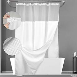 N&Y HOME Waffle Weave Shower Curtain with Snap-in Fabric Liner Set, 12 Hooks Included - Hotel Style, Waterproof & Washable,