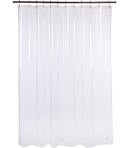 AmazerBath Plastic Shower Curtain, 72" W x 72" H EVA 8G Shower Curtain with Heavy Duty Clear Stones and 12 Grommet Holes