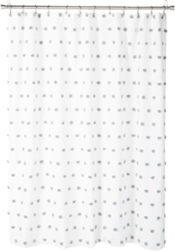 Madison Park Sophie Fabric White, Polka Dots Casual Solid Shower Curtains for Bathroom, 72 X 72, Cream, 72x72