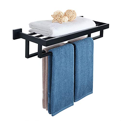 Alise Bathroom Lavatory Towel Rack Towel Shelf with 2 Towel Bars Wall Mount Towels Storage Holder,GOY8002-B 24-Inch SUS 304