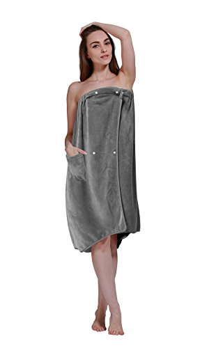 SINLAND Women's Spa Wrap Microfiber Bath Wrap Shower Robes with Adjustable Closure