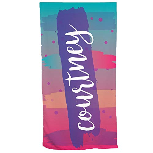 GiftsForYouNow Gradient Splash Personalized Purple Beach Towel, Personalized Summer Beach Towel, Kids Pink Beach Towel,
