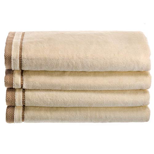 Creative Scents Cotton Velour Fingertip Towel Set- 4 Pack - 11 by 18 Inches Decorative Extra-Absorbent and Soft Velour Towel