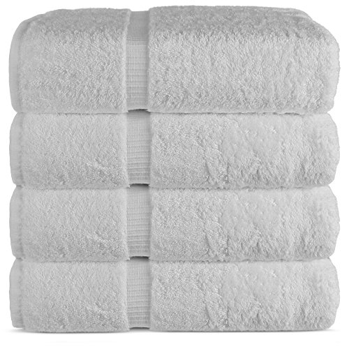 Chakir Turkish Linens Luxury Hotel & Spa Bath Towel 100% Genuine Turkish Cotton, 27" x 54" ,Set of 4,White