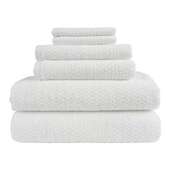 Everplush Diamond Jacquard 6pc Towel Set, 6 Piece, White