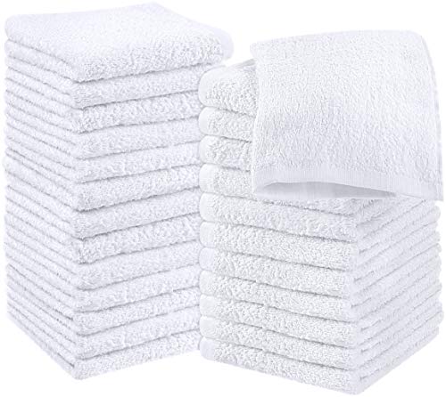 Utopia Towels Cotton White Washcloths Set - Pack of 24 - 100% Ring Spun Cotton, Premium Quality Flannel Face Cloths, Highly