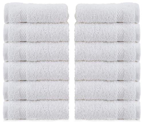 White Classic WhiteClassic Luxury Cotton Washcloths - Large Hotel Spa  Bathroom Face Towel, 12 Pack