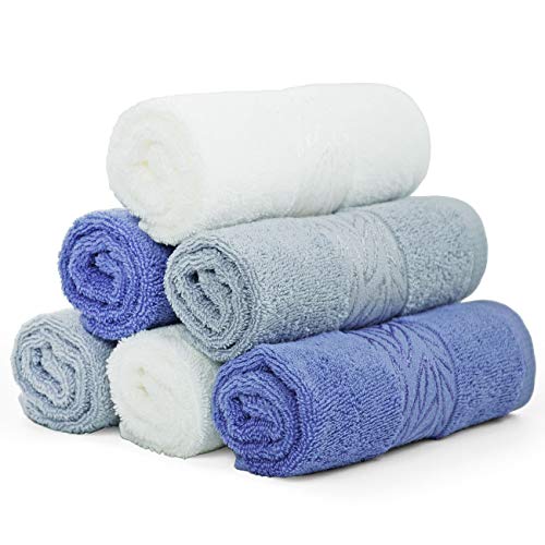 Cleanbear Washcloths - Face - Towels - for Bathrooms, Large - Soft - Wash Cloths, 13 x 13 Inches, 3 Colors 6-Pack