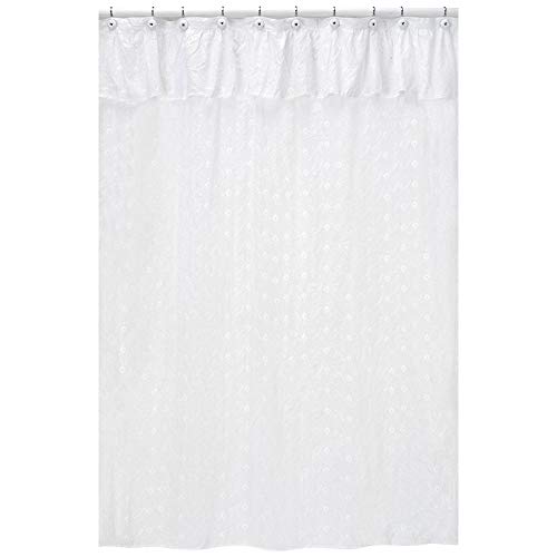 Sweet Jojo Designs White Eyelet Kids Bathroom Fabric Bath Shower Curtain